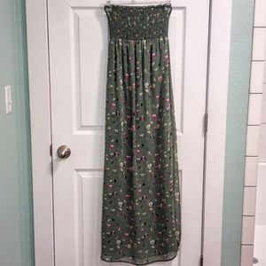 Strapless Owl Dress with Sheer Overlay